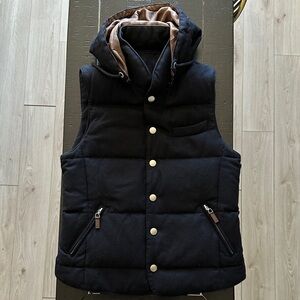 SUITSUPPLY Hooded Bodywarmer Vest Men's X-SMALL Pure Wool Snap Button Quilted